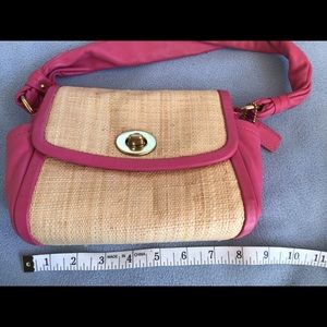 💕Coach Pink Leather & Straw Summer Mini Bag💕